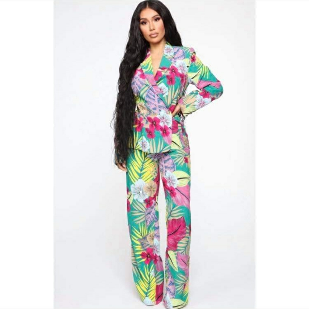 Tropical Chic Floral 2 Piece Pantsuit